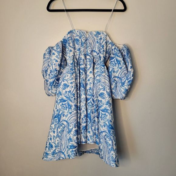 Mestiza New York Poco Poof Tapestry Mini A-Line Dress Blue Pockets Sz 2 - Picture 13 of 16